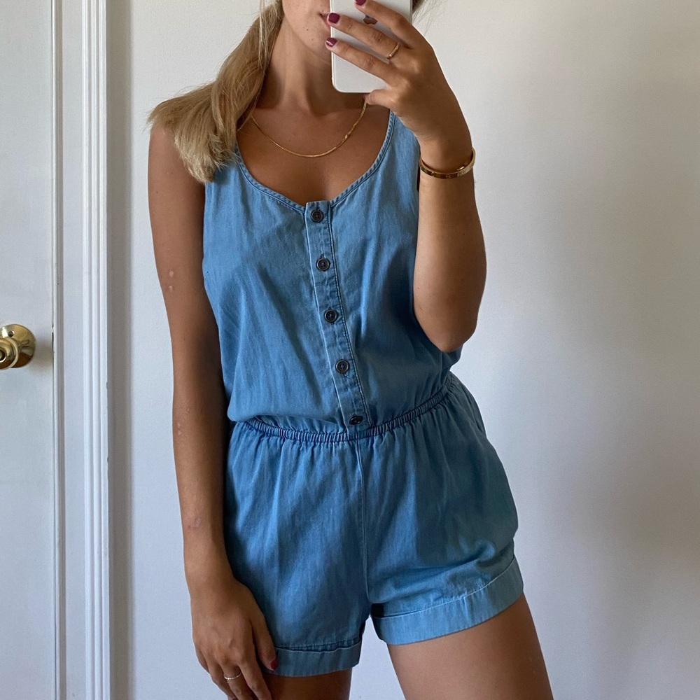Denim print romper